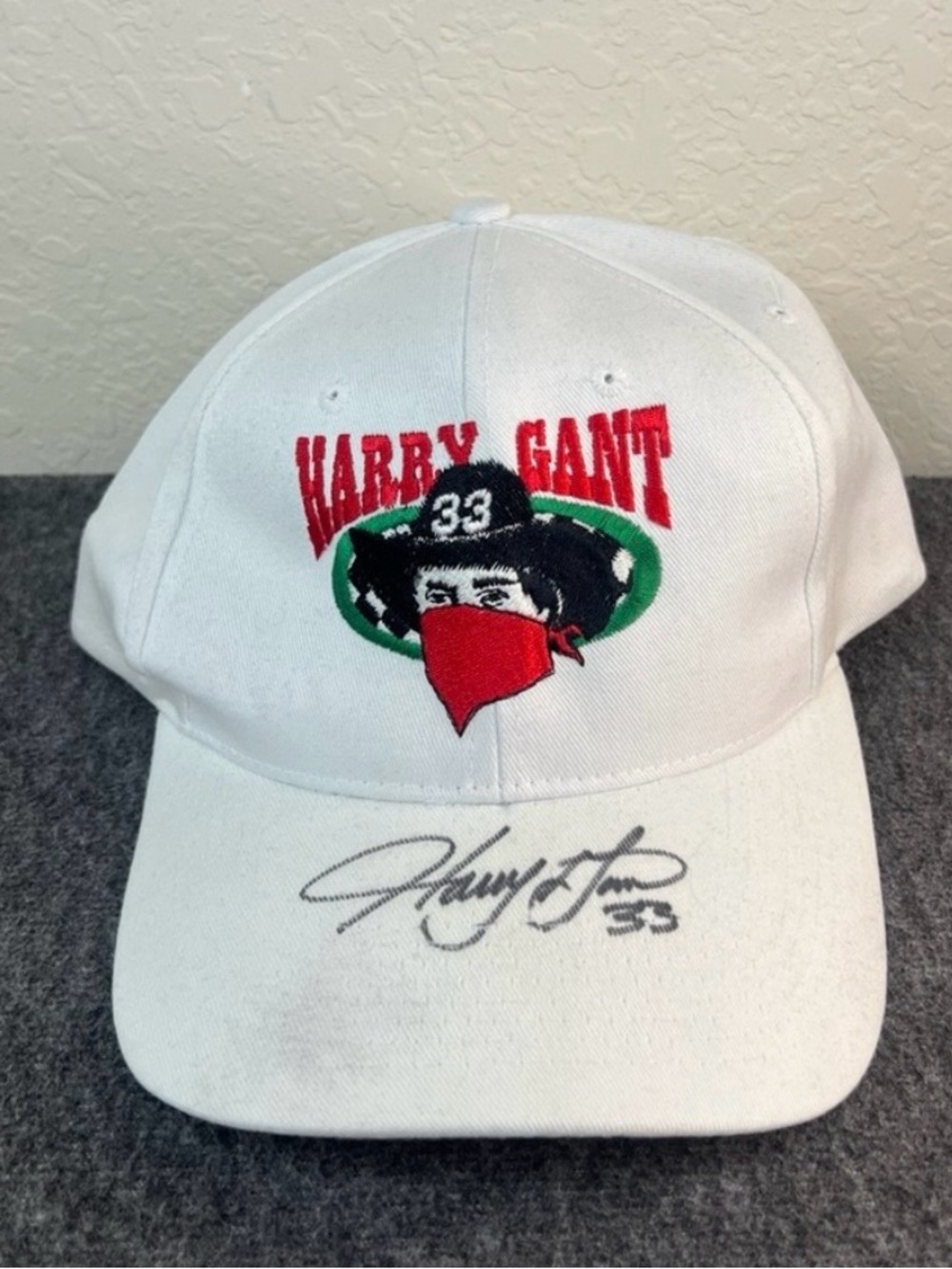 VGT NASCAR - HARRY GANT "SIGNED" #33 "SKOAL BANDIT" - Adjustable All White Hat